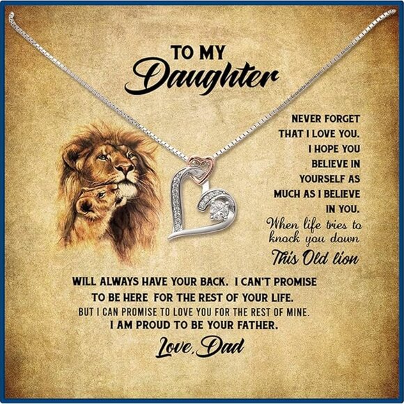 Forever Love Necklace from Dad to Daughter 925 Sterling Silver CZ Heart NWT - Picture 1 of 7